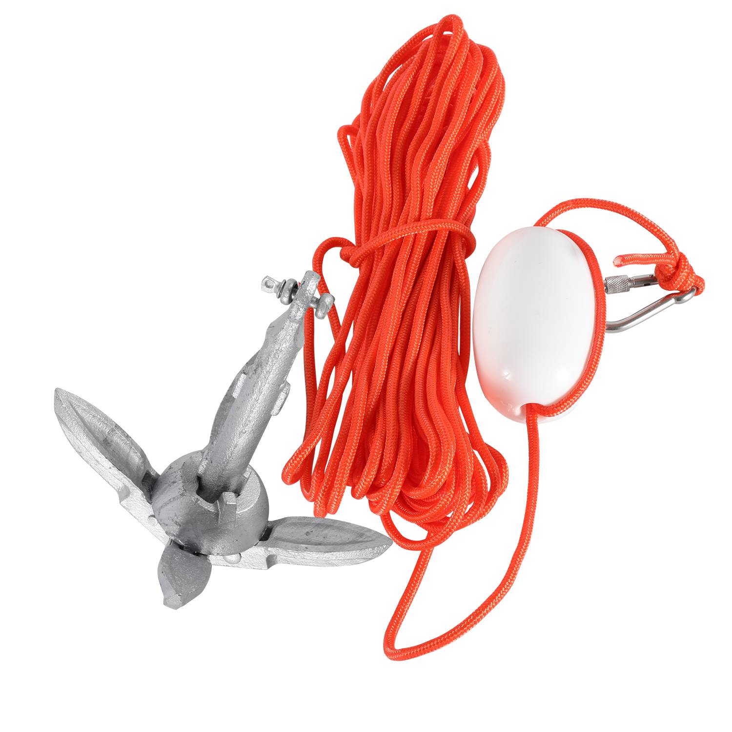 0,7KG Anker Bootsanker Feuerverzinktes Gusseisen Klappanker Ankerset inkl. 20m Ankerseil & Schnallen & Bojen & Transporttaschen Bootsanker