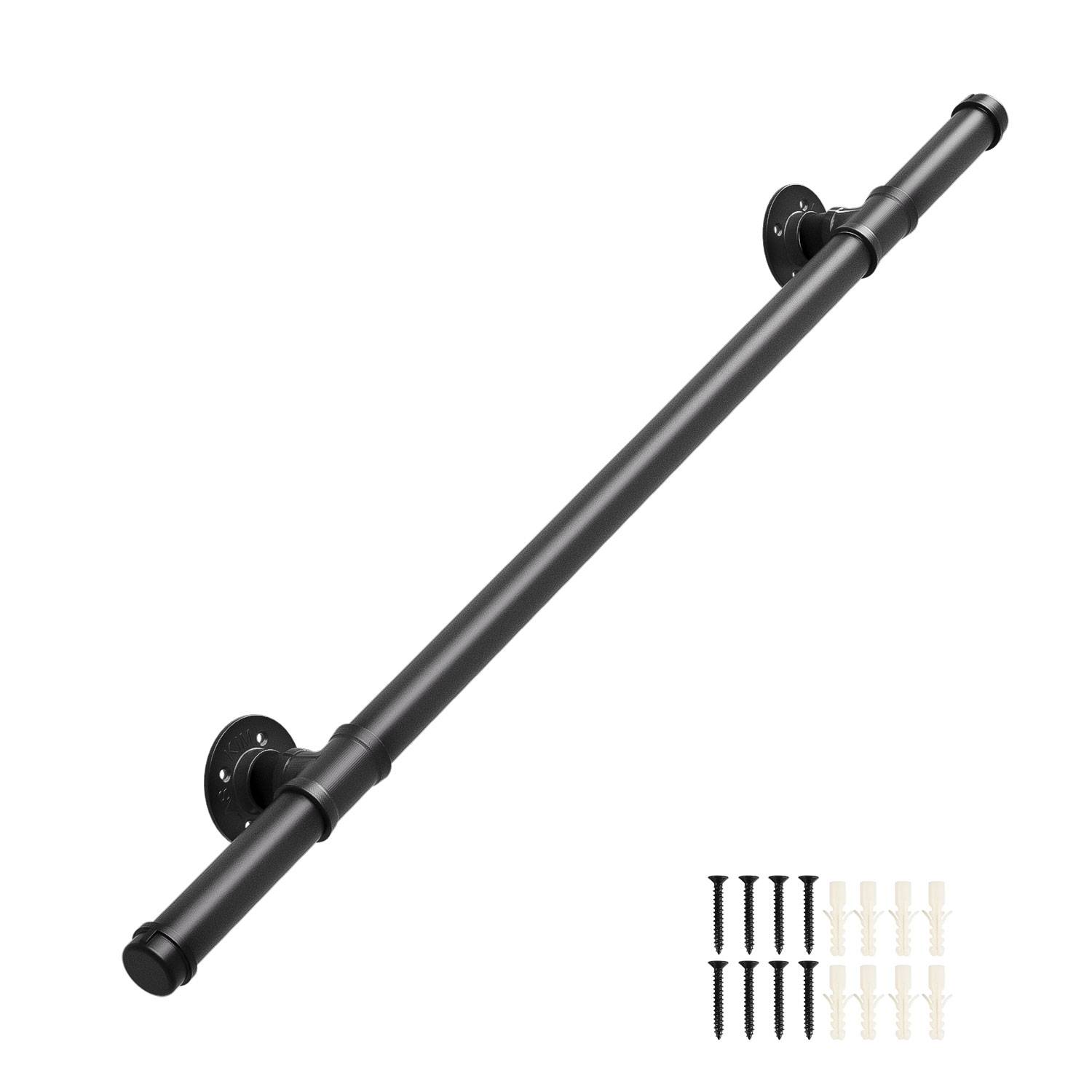 Handlauf Geländer Schwarz 100cm Verzinktes Schutzbügel Treppe Stahlrohr Treppengeländer Innen und Außen