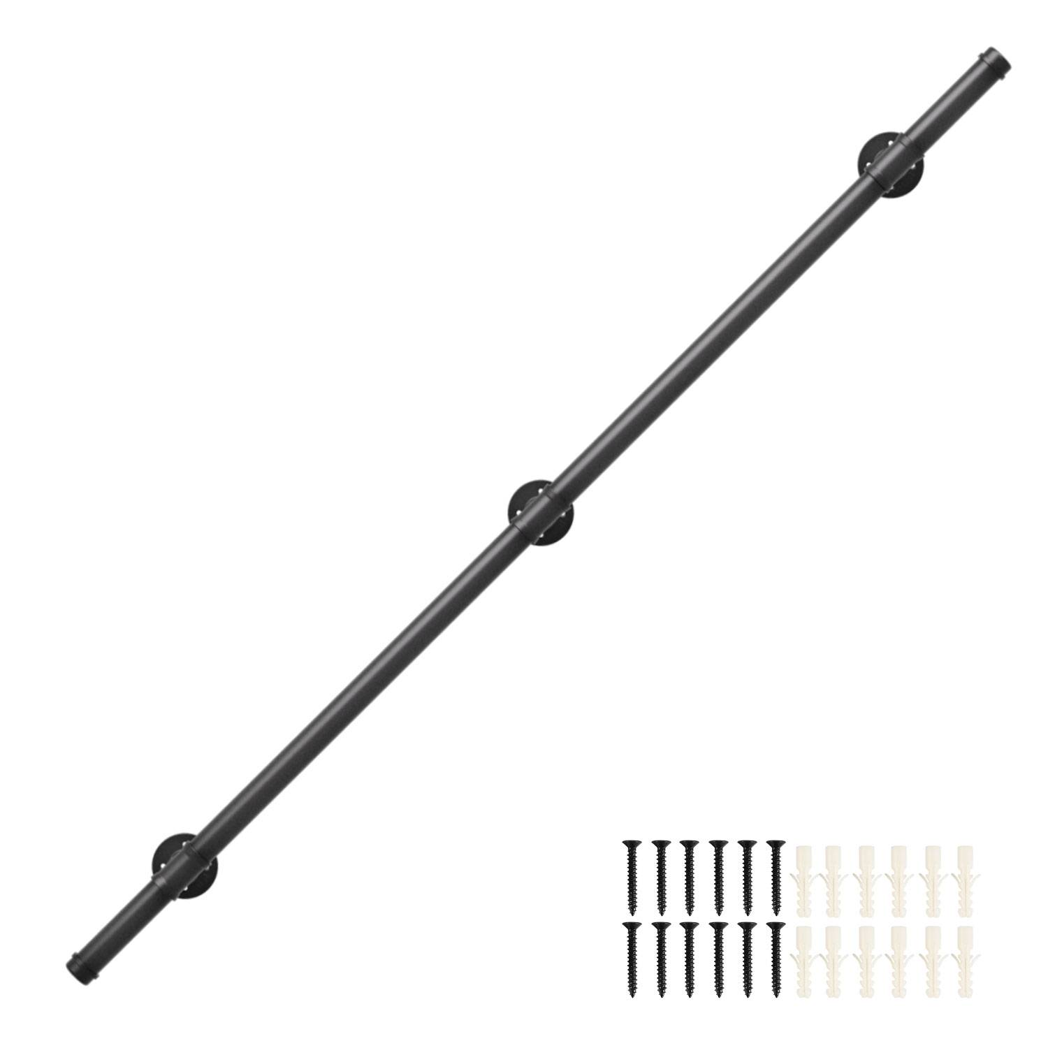 Handlauf Treppengeländer Schwarz 150cm Verzinktes Stahlrohr Geländer Pulverbeschichtung Schutzbügel Treppe