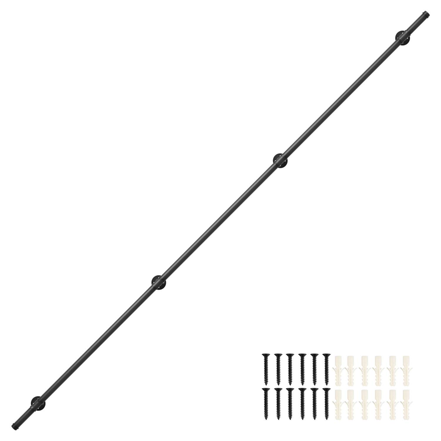 Handlauf Treppengeländer Schwarz 300cm Verzinktes Stahlrohr Geländer Pulverbeschichtung Schutzbügel Treppe