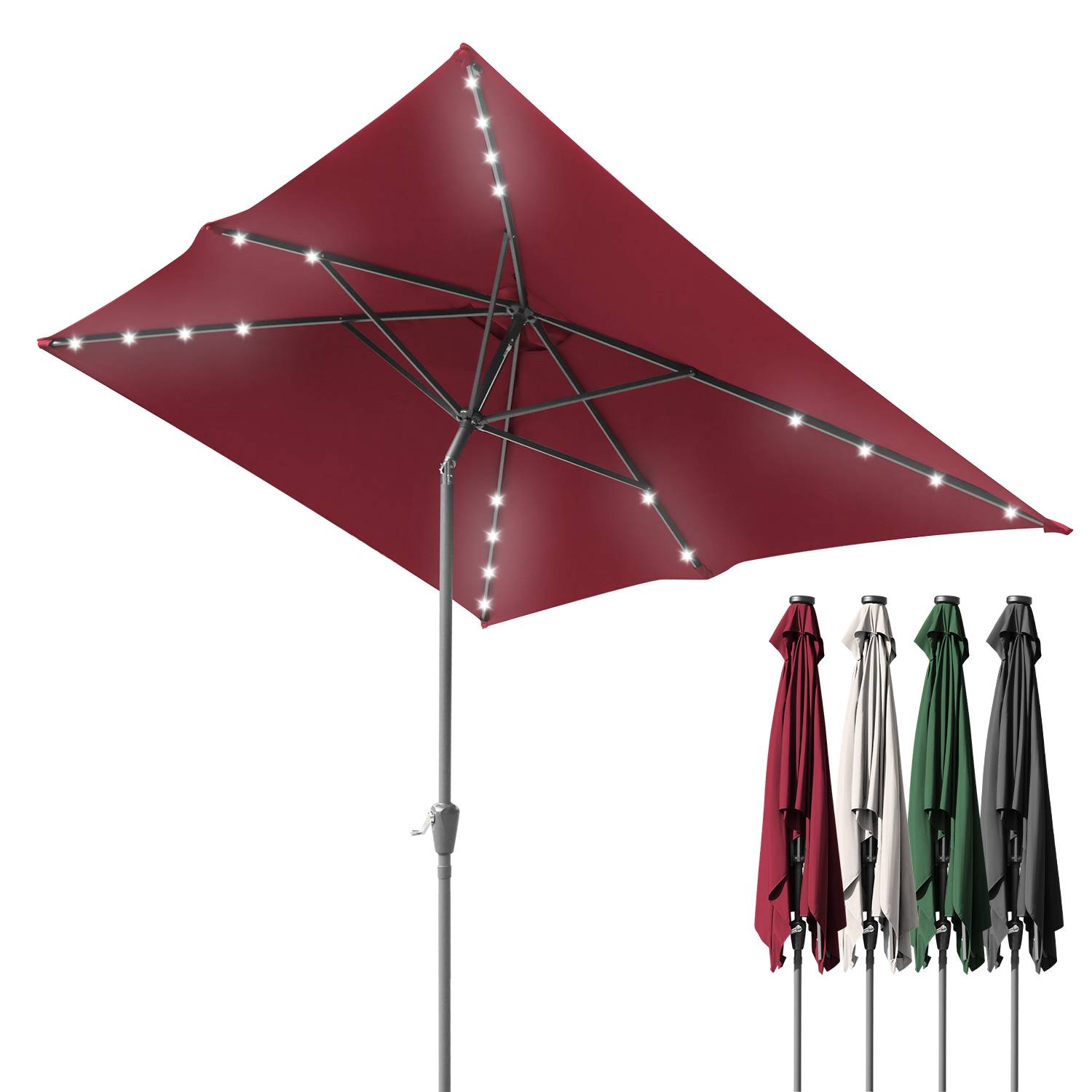 Sonnenschirme Balkonschirm 210 x 140 cm Rechteckig Kippbar Höhenverstellbar mit Kurbel,Rot