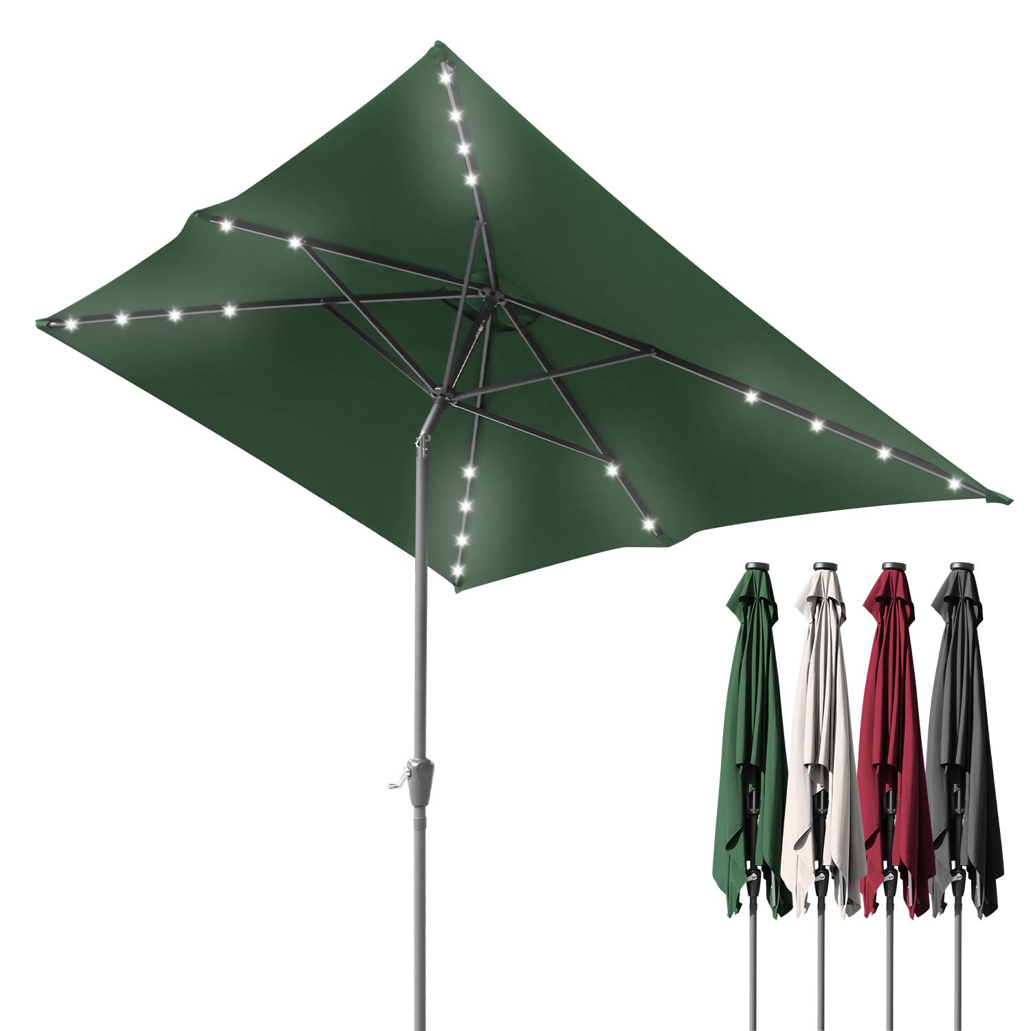 Sonnenschirme Balkonschirm 210 x 140 cm Rechteckig Kippbar Höhenverstellbar mit Kurbel,Grün