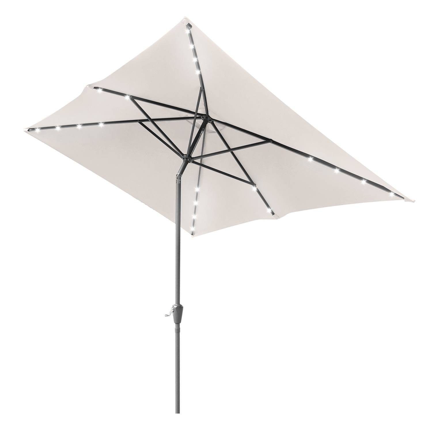 Sonnenschirm Rechteckig,Kurbel Knickbar Eisen Balkonschirm Marktschirm,neigbar,2 x 3m,LED,Beige