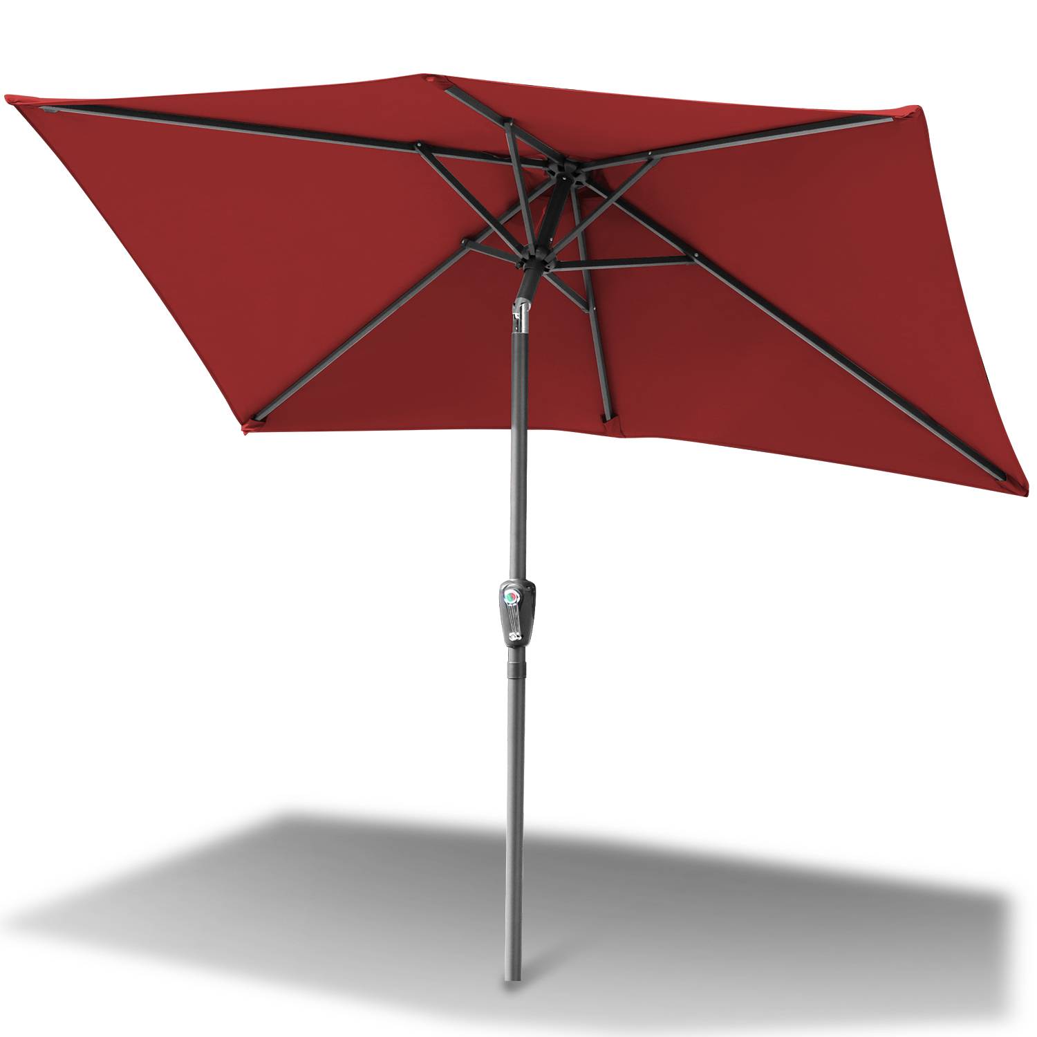 Sonnenschirm Rechteckig,Kurbel Knickbar Eisen Balkonschirm Marktschirm,neigbar,2 x 3m,Rot