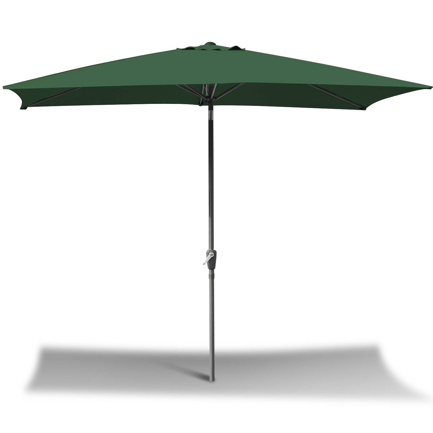 Sonnenschirm Rechteckig,Kurbel Knickbar Eisen Balkonschirm Marktschirm,neigbar,2 x 3m,Grün