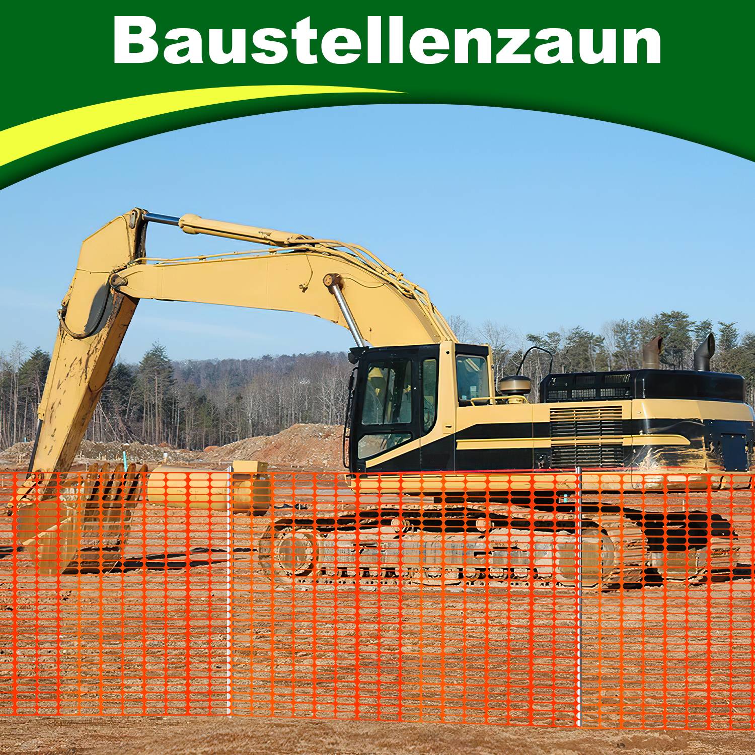 Absperrzaun 1x50m, Bauzaun Warnnetz orange,Sicherheitszaun mobiles Netz, Kunststoff Fangzaun, Zaun flexibel