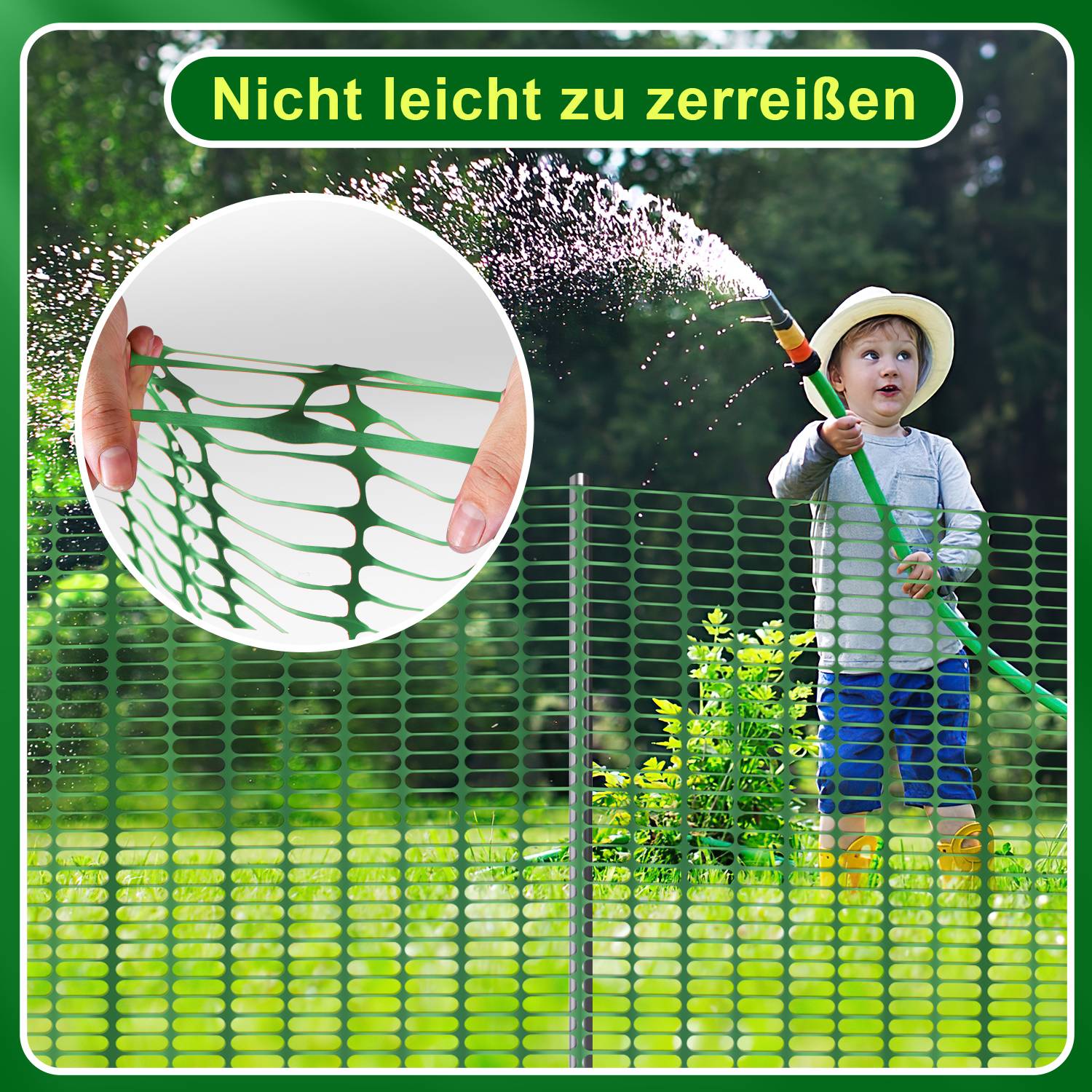Absperrzaun 1x50m, Bauzaun Warnnetz Grün,Sicherheitszaun mobiles Netz, Kunststoff Fangzaun, Zaun flexibel