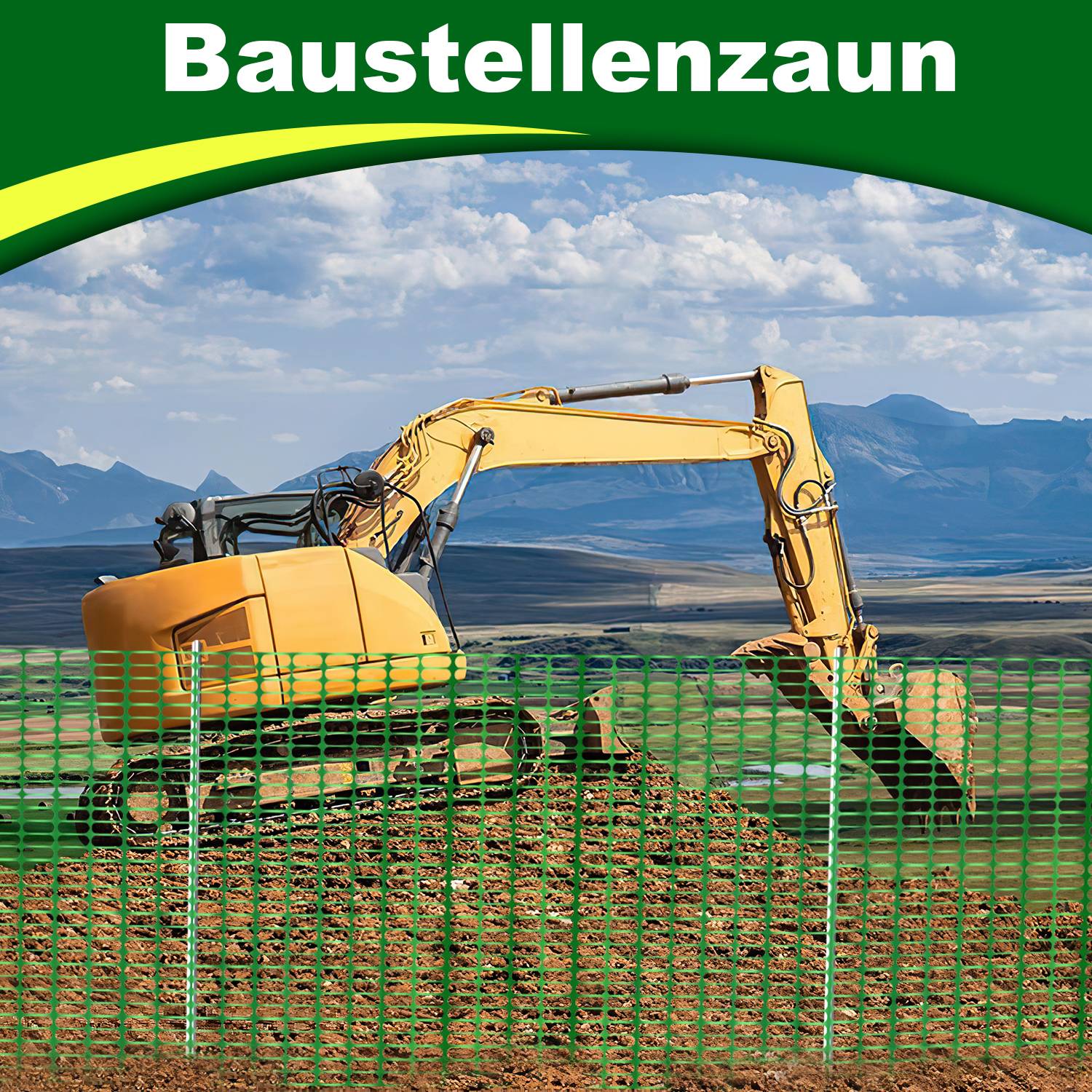 Absperrzaun 1x50m, Bauzaun Warnnetz Grün,Sicherheitszaun mobiles Netz, Kunststoff Fangzaun, Zaun flexibel