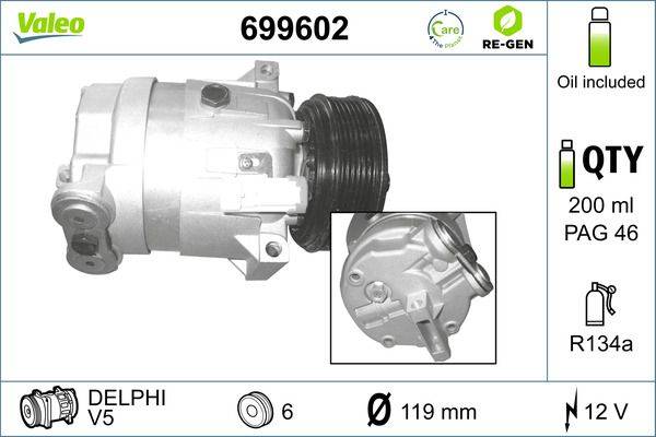 Valeo 699602 Kompressor, Klimaanlage
