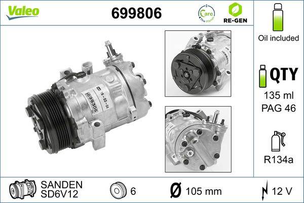 Valeo 699806 Kompressor, Klimaanlage