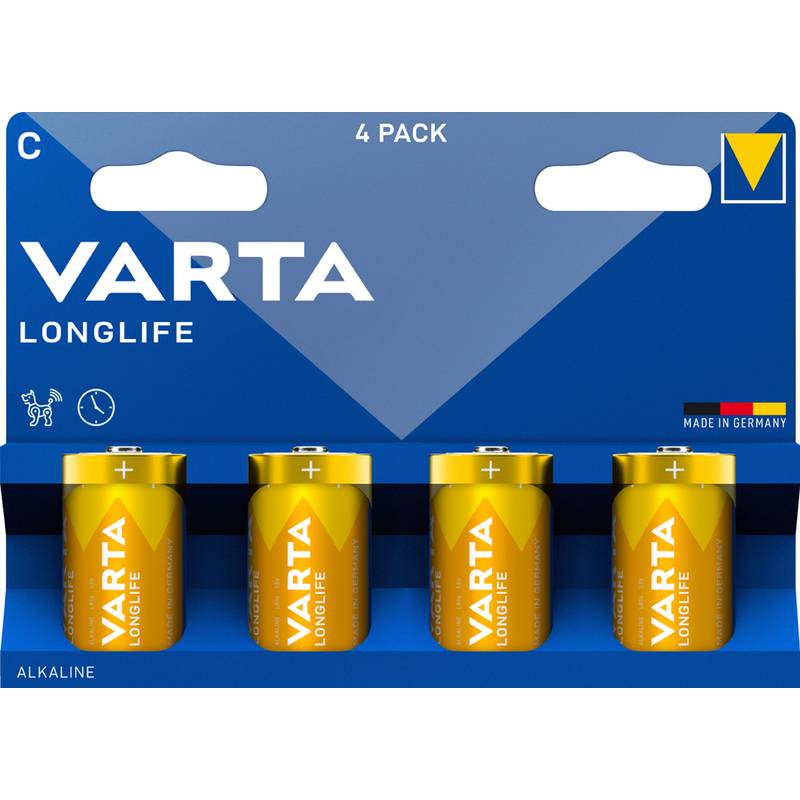 VARTA Alkaline Batterie Longlife, Baby (C/LR14), 4er