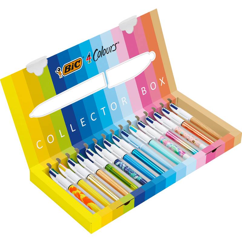 BIC Druckkugelschreiber 4 Colours, Collector Box, 15er Set