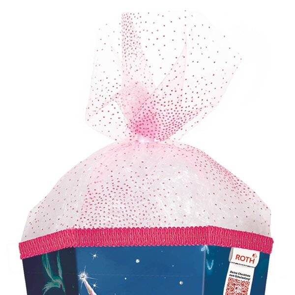 Schultüte Magische Einhornreiterin - sechseckig 85 cm Glitter Organza Glitterborte