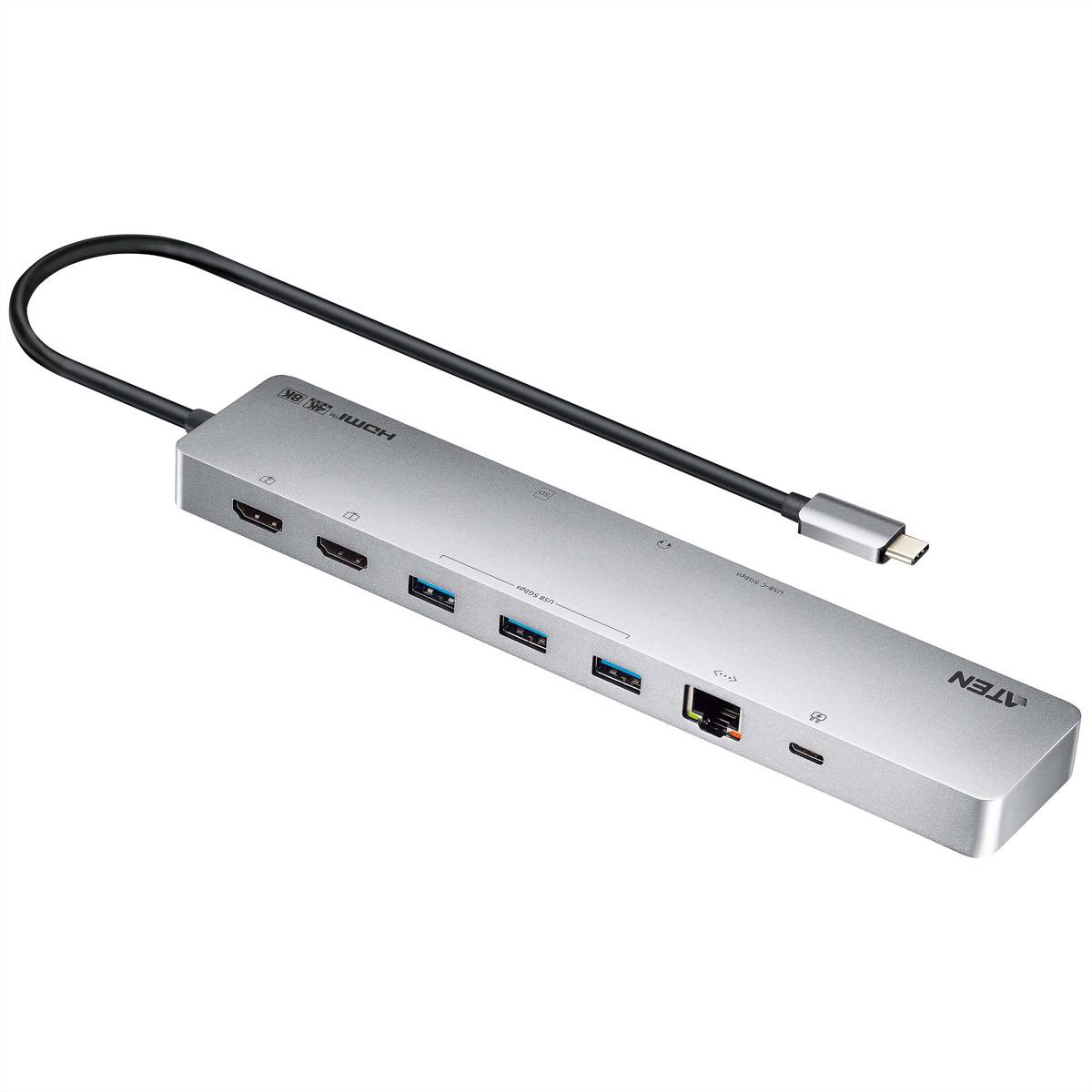 ATEN UH3240 USB-C Dock 4K Dual Display mit Power Passthrough Adapter, Terminatoren, Konverter