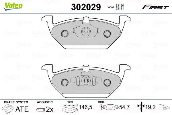 Valeo 302029 Bremsbelagsatz, Scheibenbremse