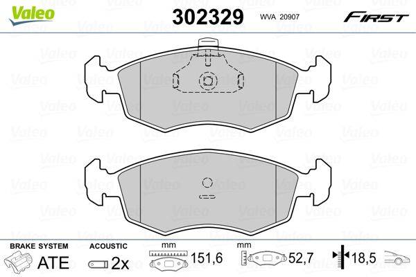 Valeo 302329 Bremsbelagsatz, Scheibenbremse
