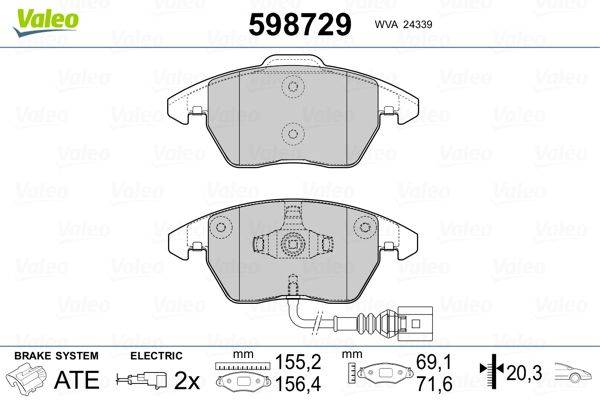 Valeo 598729 Bremsbelagsatz, Scheibenbremse