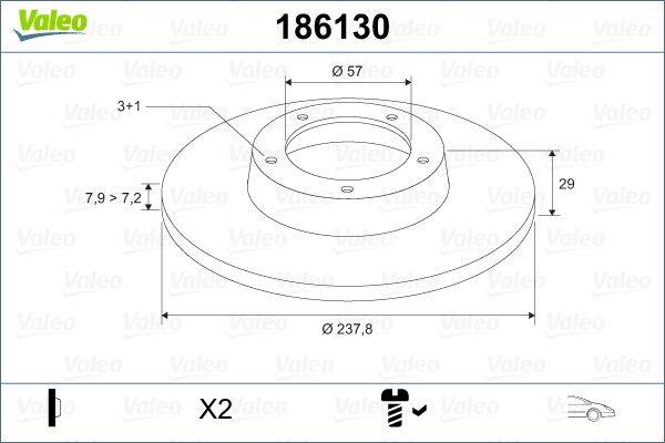 Valeo 186130 Bremsscheibe