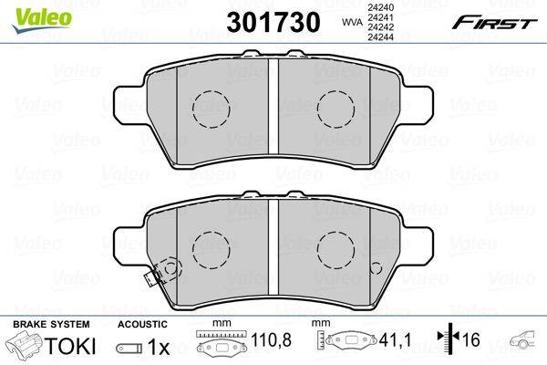 Valeo 301730 Bremsbelagsatz, Scheibenbremse