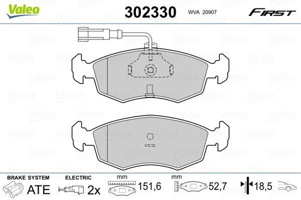 Valeo 302330 Bremsbelagsatz, Scheibenbremse