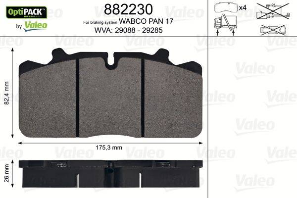 Valeo 882230 Bremsbelagsatz, Scheibenbremse