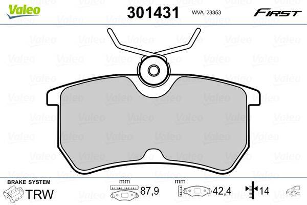 Valeo 301431 Bremsbelagsatz, Scheibenbremse