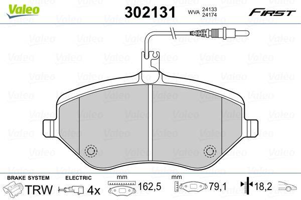 Valeo 302131 Bremsbelagsatz, Scheibenbremse