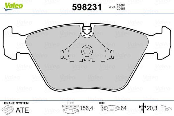 Valeo 598231 Bremsbelagsatz, Scheibenbremse