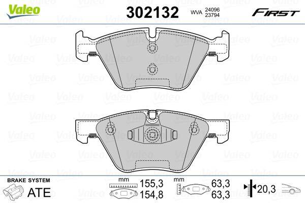 Valeo 302132 Bremsbelagsatz, Scheibenbremse