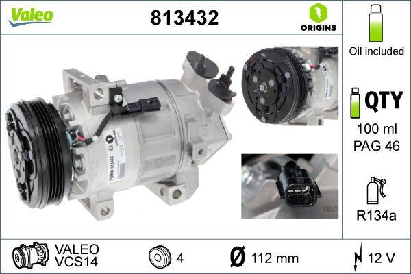 Valeo 813432 Kompressor, Klimaanlage