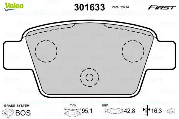 Valeo 301633 Bremsbelagsatz, Scheibenbremse
