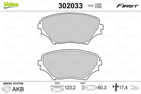 Valeo 302033 Bremsbelagsatz, Scheibenbremse