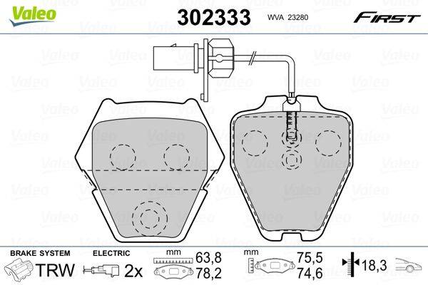 Valeo 302333 Bremsbelagsatz, Scheibenbremse
