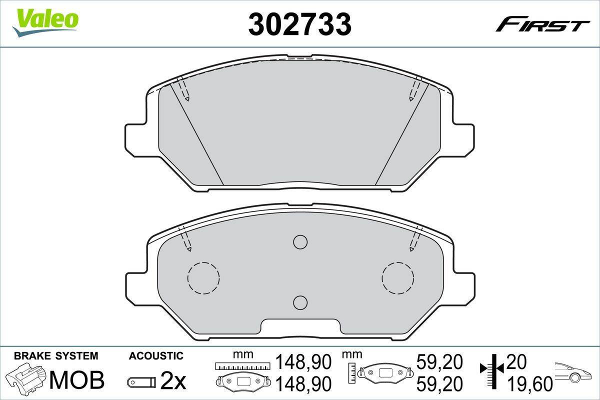 Valeo 302733 Bremsbelagsatz, Scheibenbremse