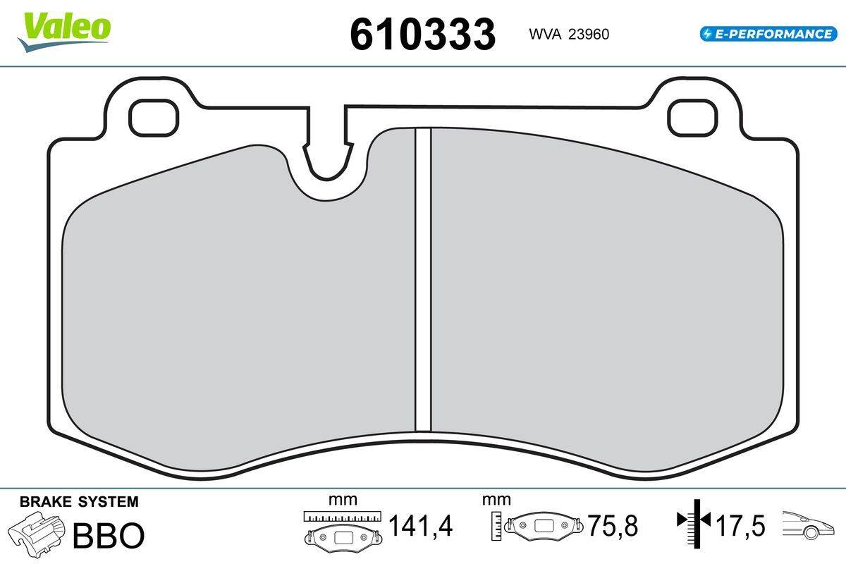 Valeo 610333 Bremsbelagsatz, Scheibenbremse