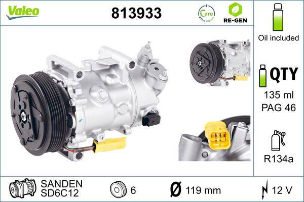Valeo 813933 Kompressor, Klimaanlage