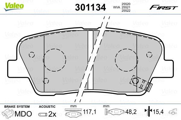 Valeo 301134 Bremsbelagsatz, Scheibenbremse
