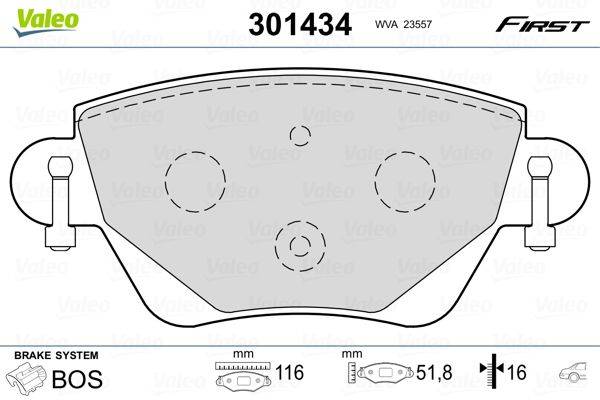 Valeo 301434 Bremsbelagsatz, Scheibenbremse