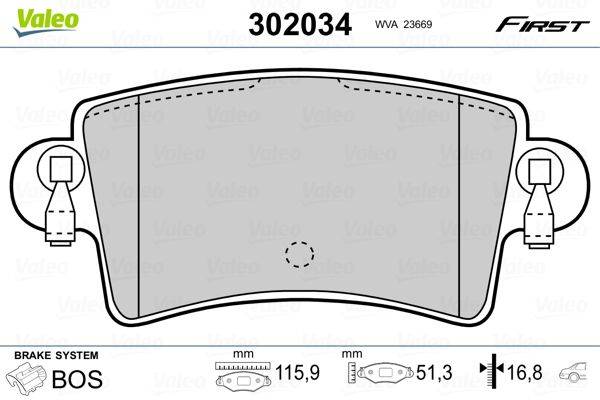 Valeo 302034 Bremsbelagsatz, Scheibenbremse