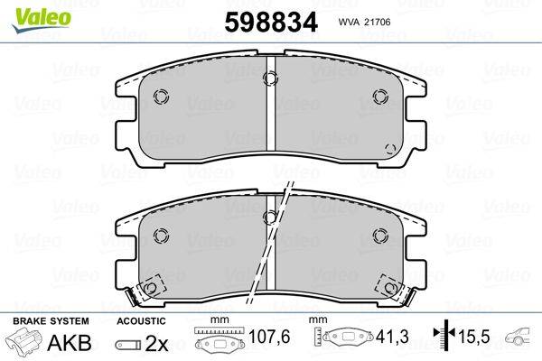 Valeo 598834 Bremsbelagsatz, Scheibenbremse