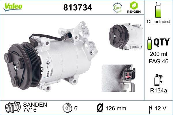 Valeo 813734 Kompressor, Klimaanlage