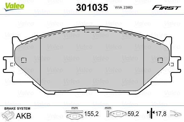 Valeo 301035 Bremsbelagsatz, Scheibenbremse