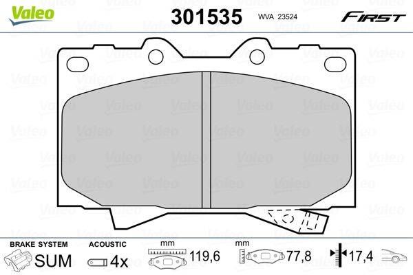Valeo 301535 Bremsbelagsatz, Scheibenbremse
