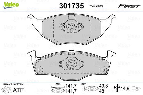 Valeo 301735 Bremsbelagsatz, Scheibenbremse