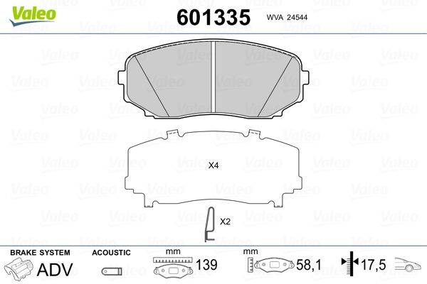 Valeo 601335 Bremsbelagsatz, Scheibenbremse