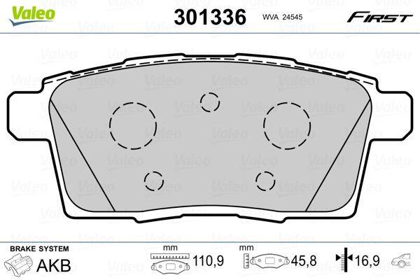 Valeo 301336 Bremsbelagsatz, Scheibenbremse