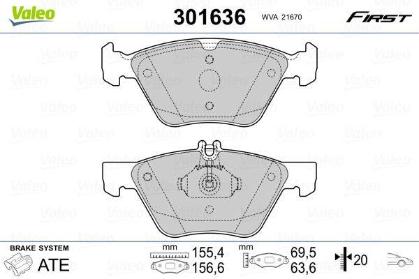 Valeo 301636 Bremsbelagsatz, Scheibenbremse