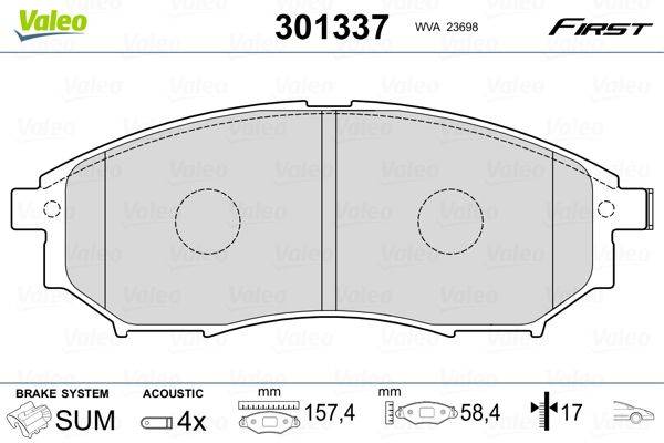 Valeo 301337 Bremsbelagsatz, Scheibenbremse