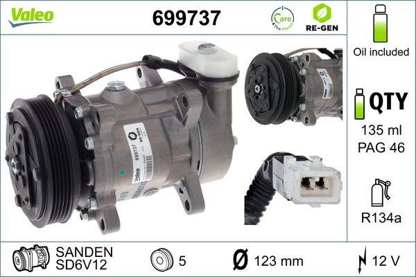 Valeo 699737 Kompressor, Klimaanlage