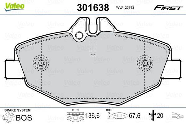Valeo 301638 Bremsbelagsatz, Scheibenbremse